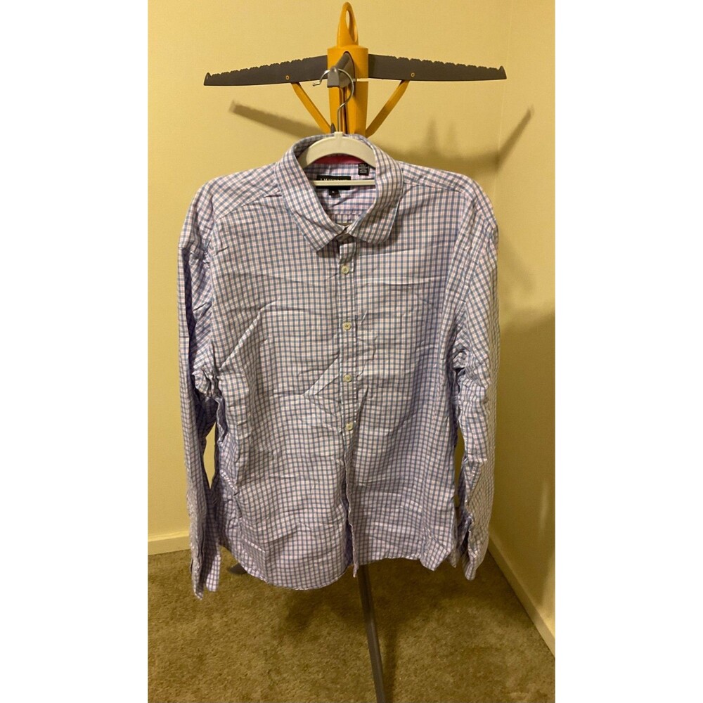 J. Maverick New York Long Sleeve Dress Shirt Plaid Blue/White/Pink Size XL